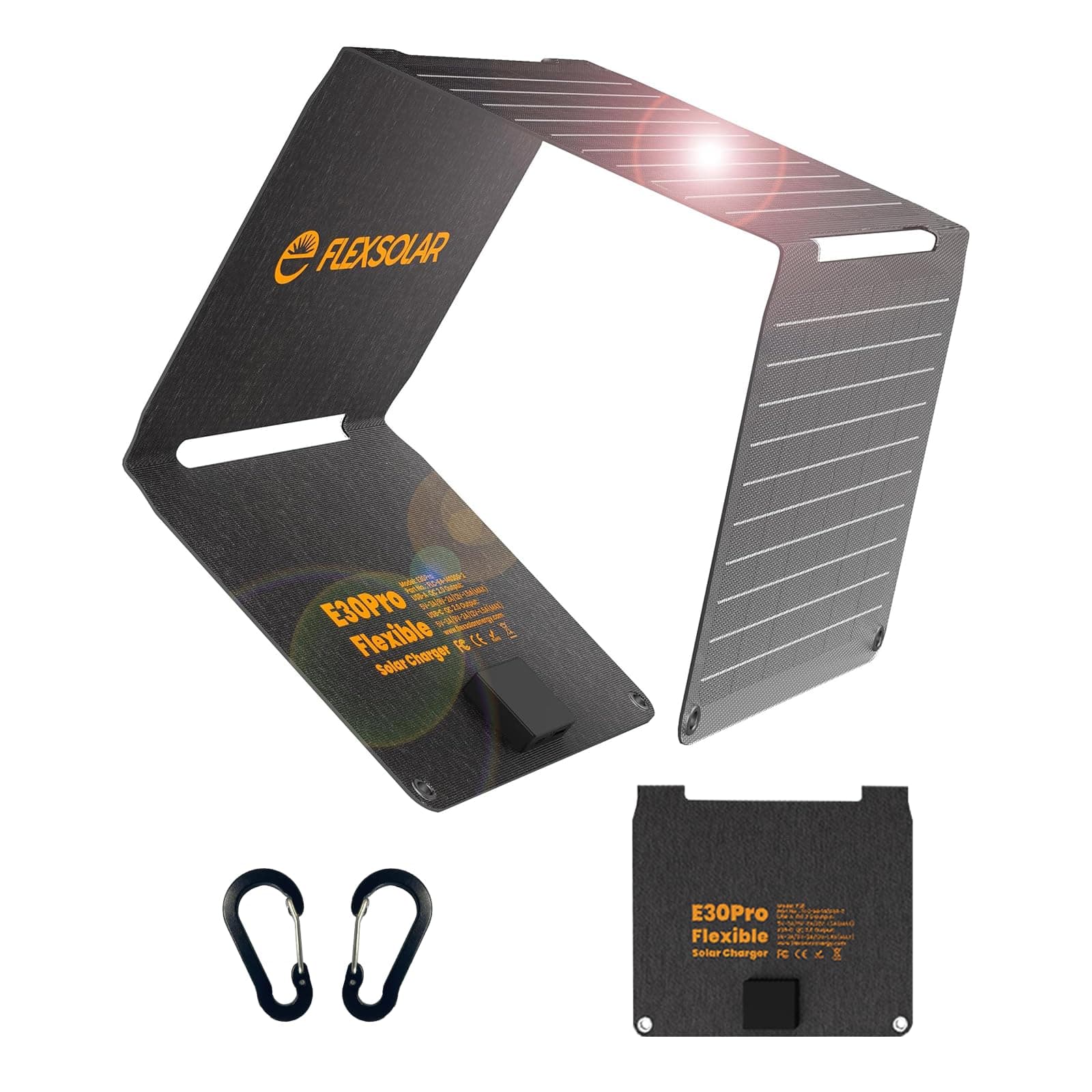 FlexSolar Tragbares faltbares Solarpanel mit 30 W QC3.0 18 W USB-A USB-C Wasserdicht IP67… product image