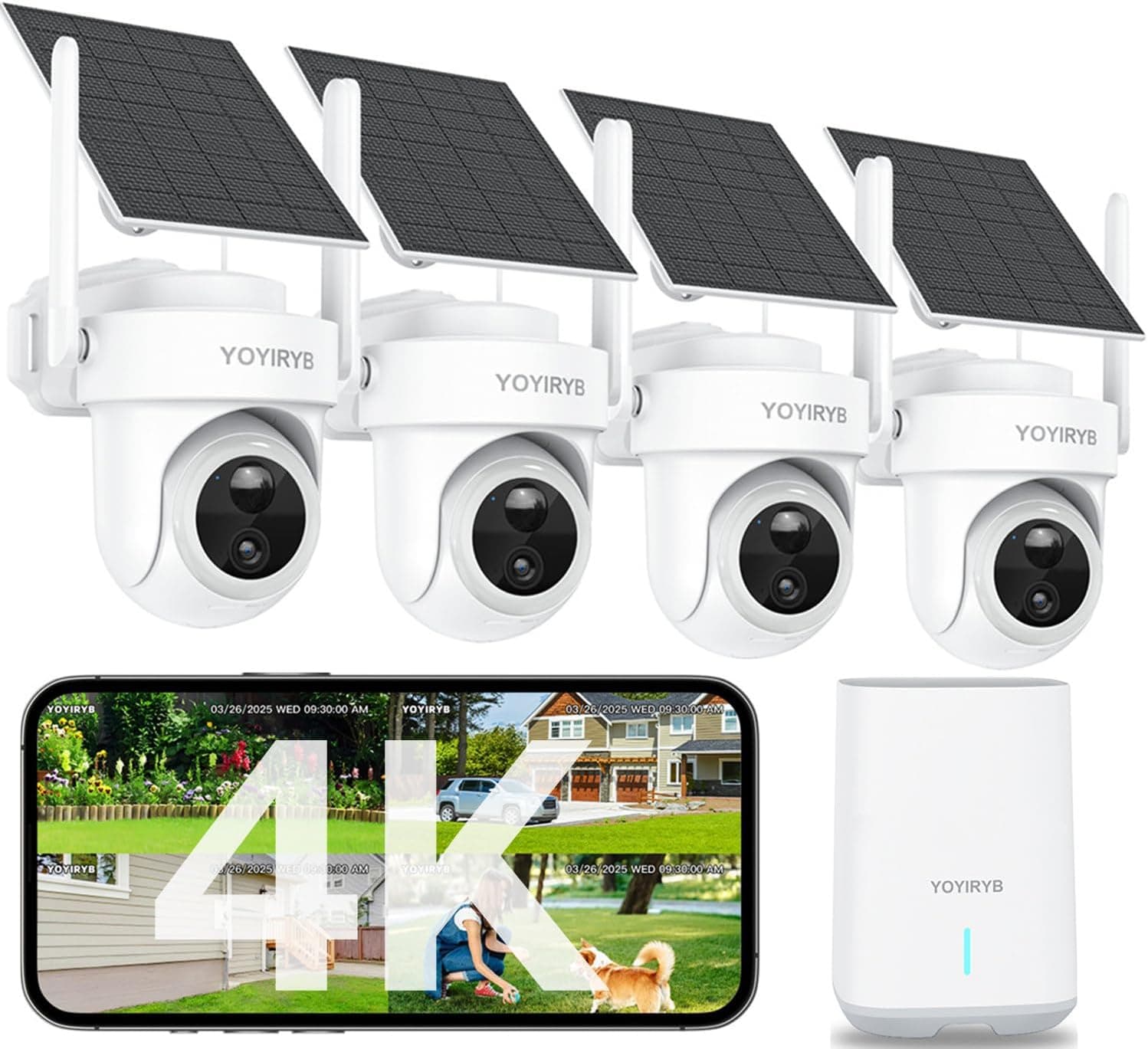 YOYIRYB Cámaras de seguridad inalámbricas para exteriores, cámaras solares 4K para seguridad… product image