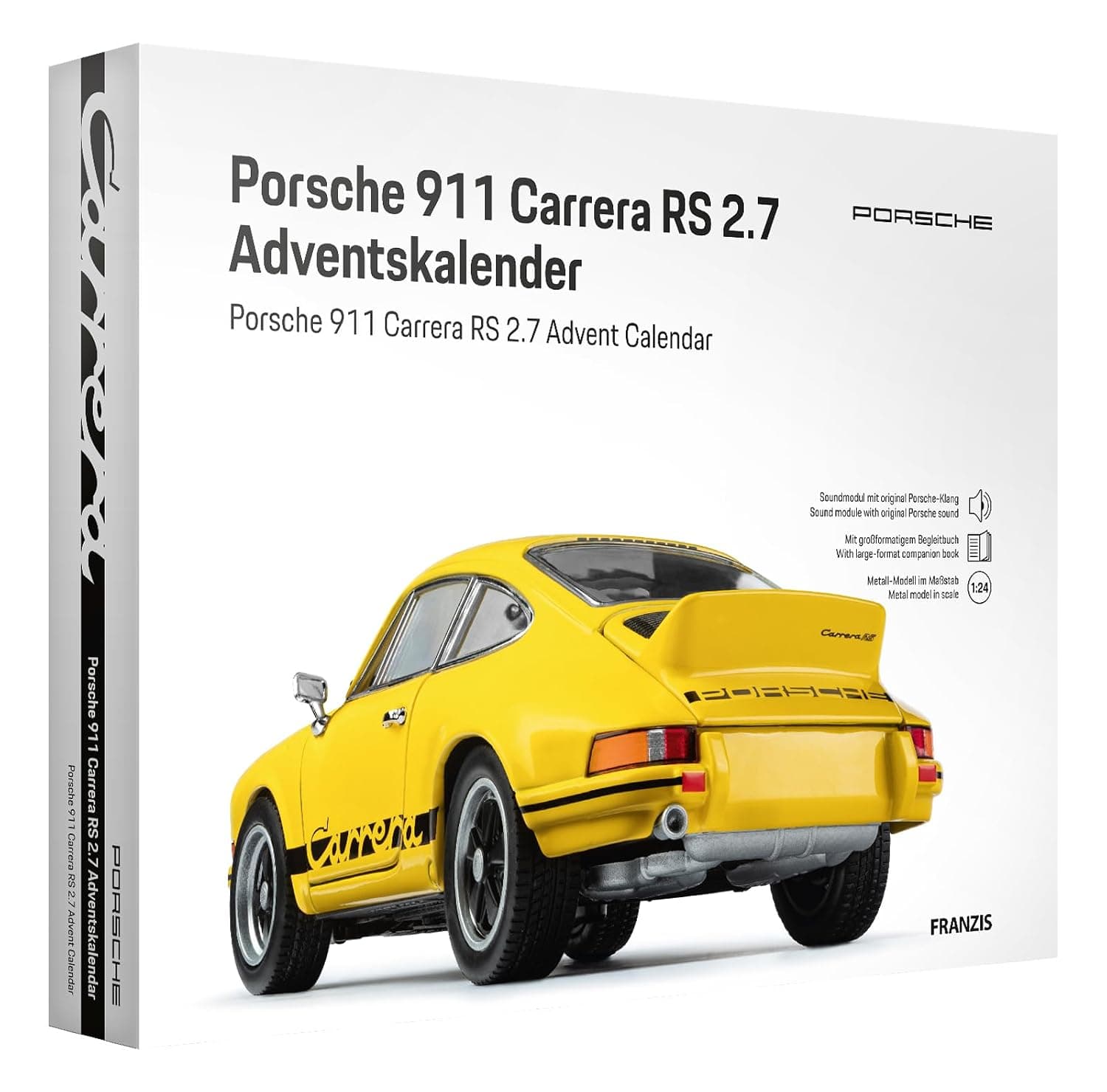 FRANZIS 67273 Porsche 911 Carrera RS 2.7 Advent Calendar – 1:24 Scale Modelling Kit with Sound… product image