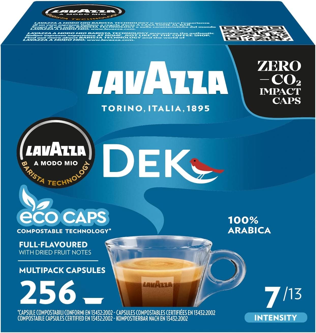 Lavazza, A Modo Mio Dek, 256 Decaffeinated Coffee Pods | Intensity 7/13, with Dried Fruit… product image