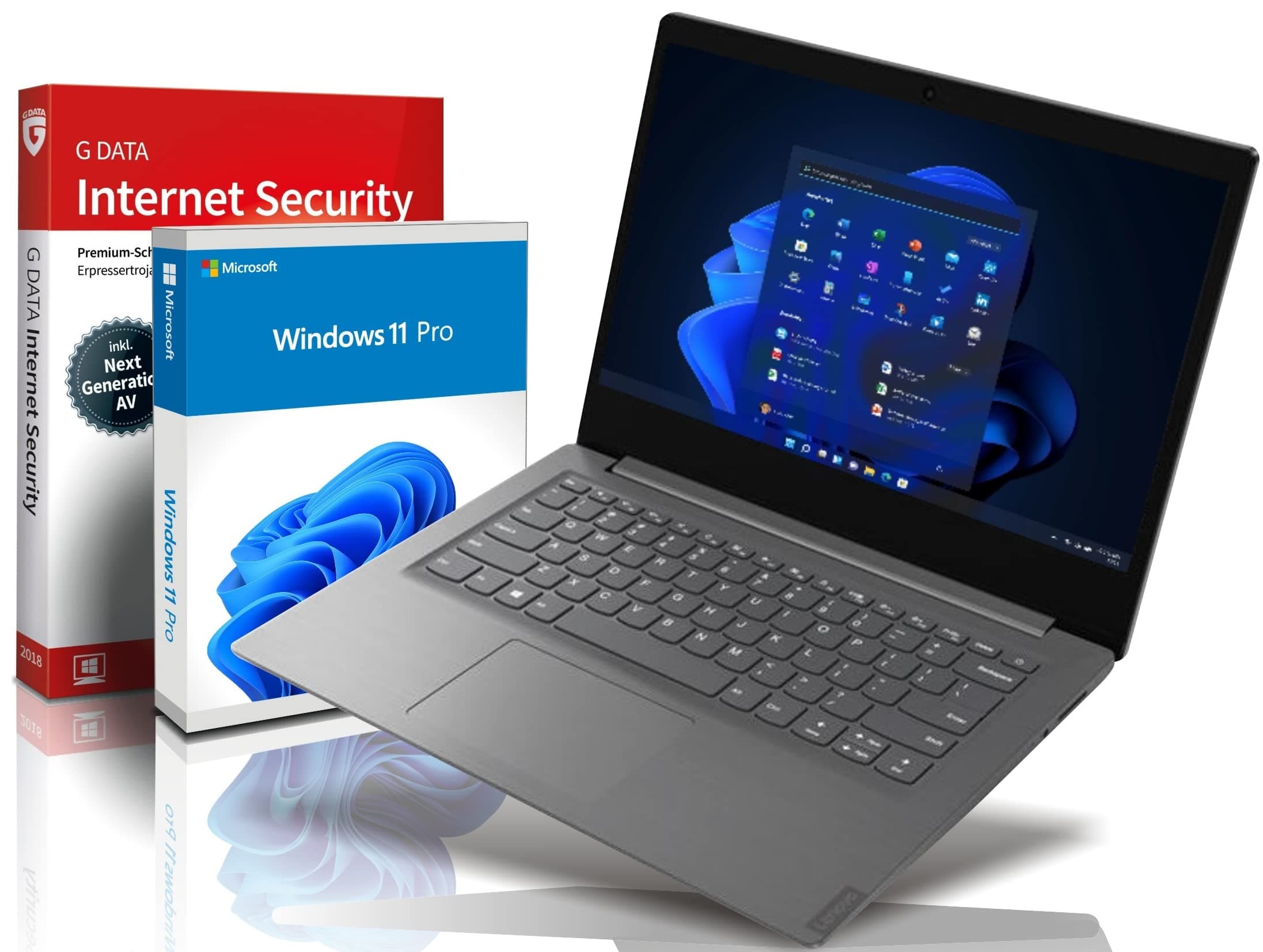 Lenovo (14,0 Zoll Full-HD Ultrabook (1.5kg), großer 8h Akku, AMD 3020e (Ryzen Core) 2x2.6 GHz, 8 GB DDR4, 512GB SSD, Radeon RX, HDMI, Webcam, BT, USB 3.0, WLAN, Windows11 Laptop - 7030 product image
