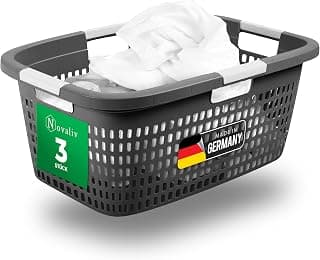 Novaliv Set of 3 Laundry Basket with 4 Handles, 40 L, Anthracite, Laundry Basket Set, Laundry… product image
