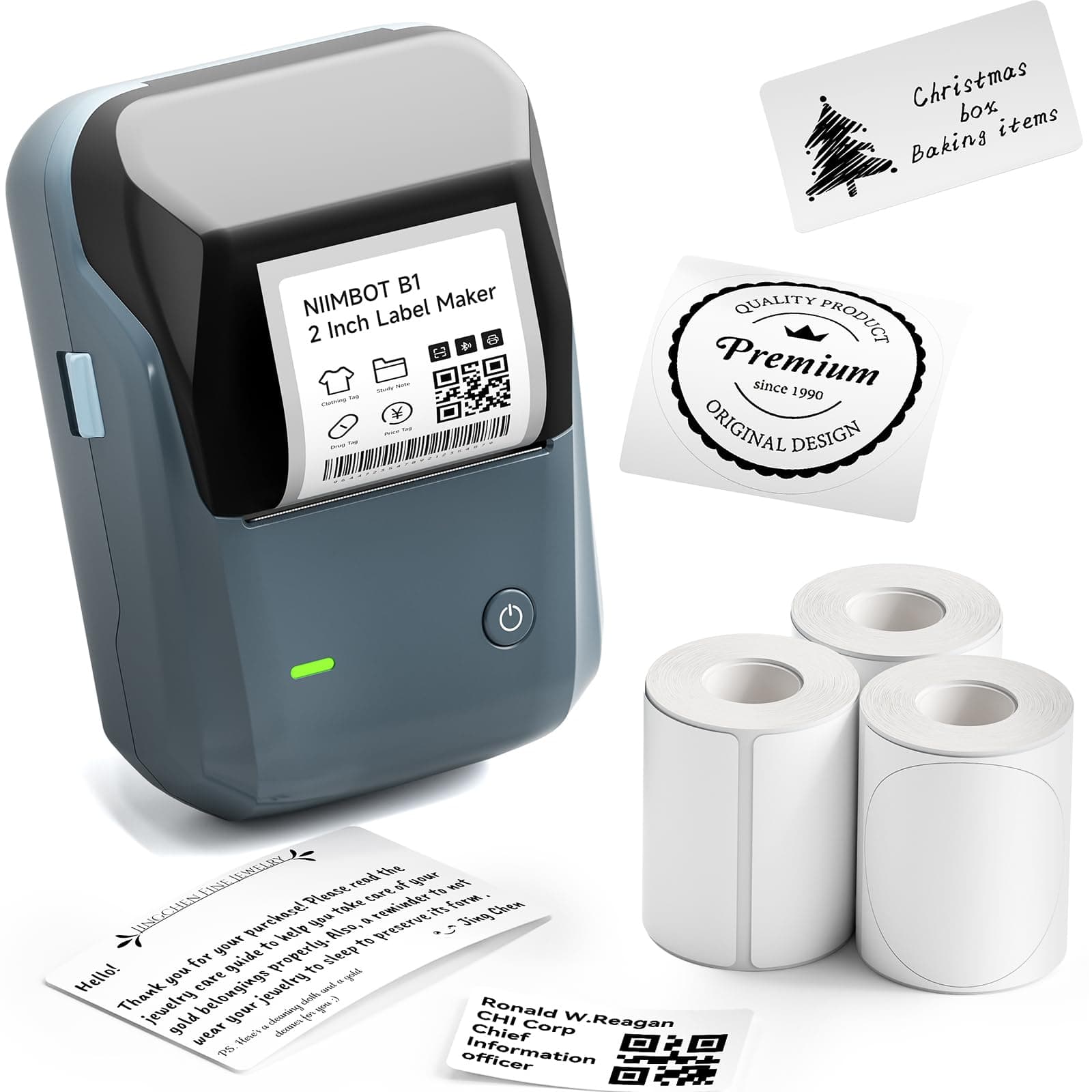 NIIMBOT B1 Bluetooth Label Maker Machine, Portable Label Printer, Large Waterproof Label,… product image