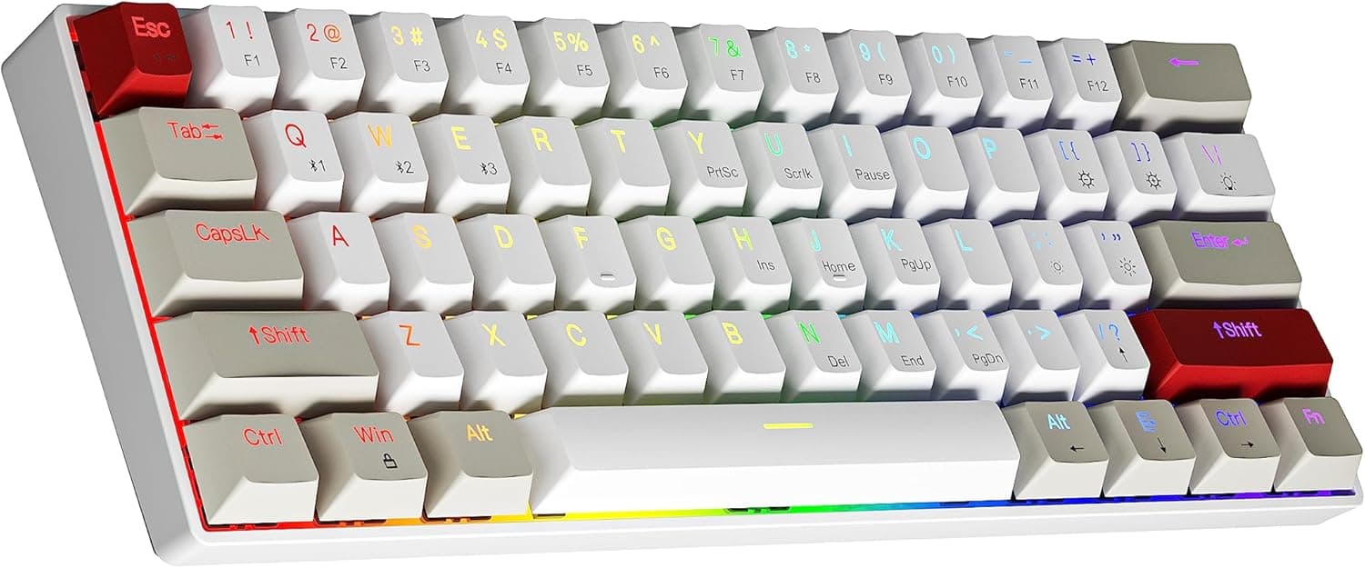 NEWMEN GM610 Wireless Mechanical Keyboard,60% USB C Wired/Bluetooth/2.4Ghz RGB Backlit Compact… product image