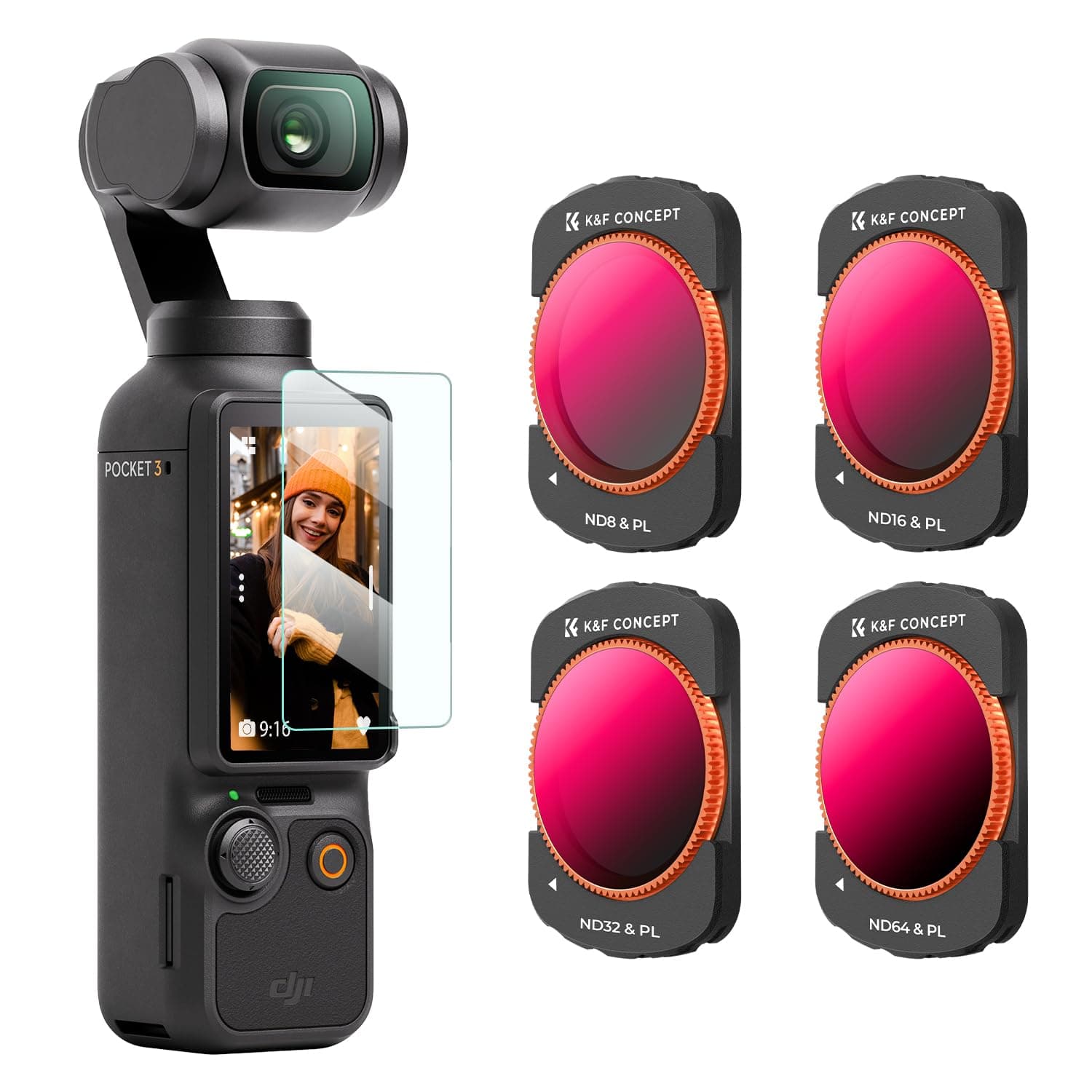 K&F CONCEPT ND8/PL+ND16/PL+ND32/PL+ND64/PL Filter, magnetisch, kompatibel mit DJI OSMO Pocket… product image