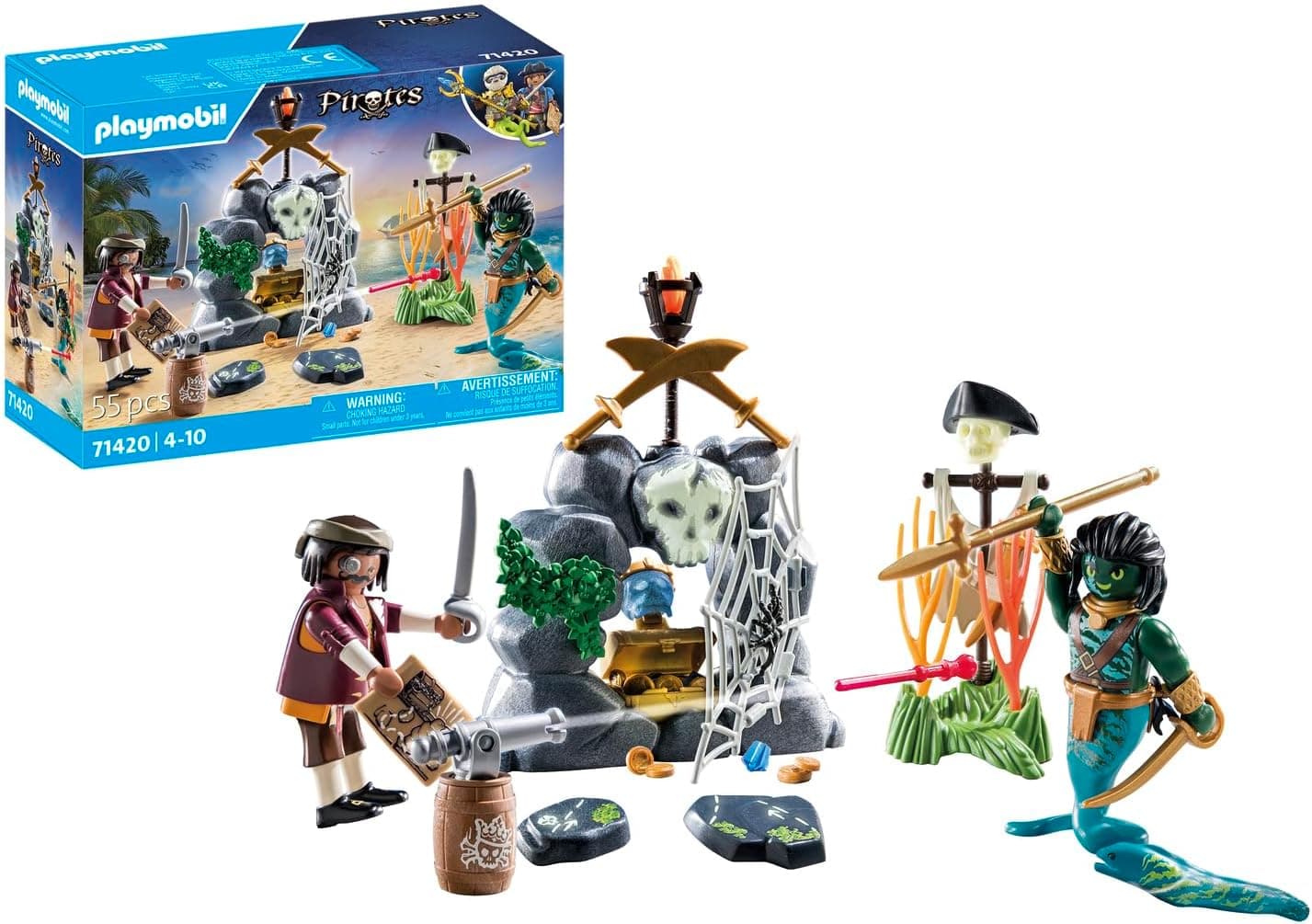 Playmobil 71420 Pirate with Treasure, Includes Two Characters, Rocky Den with Spider… product image