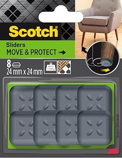 Scotch Move & Protect Sliders SP62A08, adesivo, Grigio, 24 mm x 24 mm, 8/Confezione - 100 kg product image