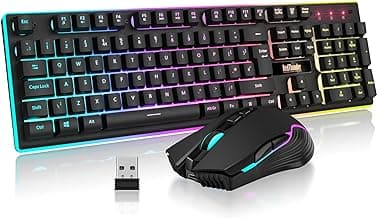 RedThunder K10 Wireless Gaming Keyboard and Mouse Combo, LED Backlit Rechargeable 3800mAh… product image