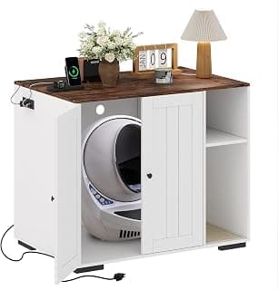 Large Robot 4 Litter Box Enclosure Cabinet with Built-in Power Outlet | Automatic… product image