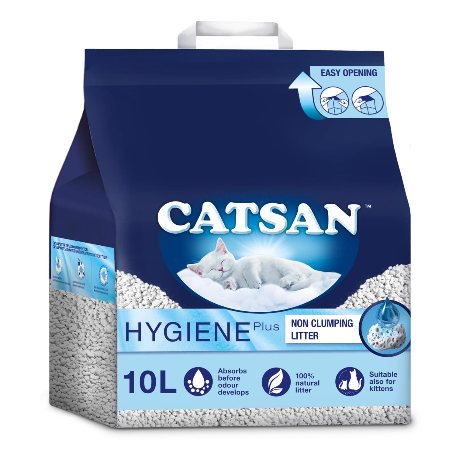Catsan Hygiene Non-Clumping Cat Litter, 100 Percent Natural, Absorbent, 10 Litre, White product image