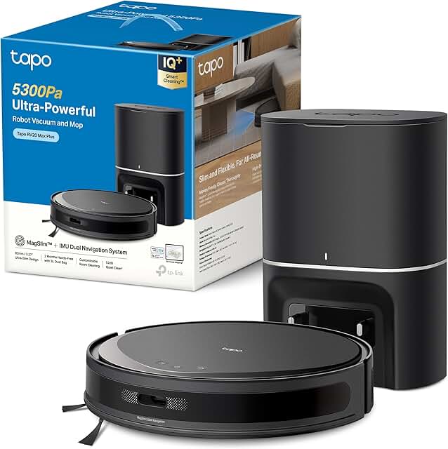 Tapo RV20 MAX Plus - Robot Aspirador Fregasuelos, Base Autolimpieza, 5300Pa | Depósito 3L.… product image