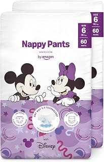 Disney Nappy Pants, Size 6 (15+ kg), 120 Count (2 Packs of 60), White, Monthly Pack… product image