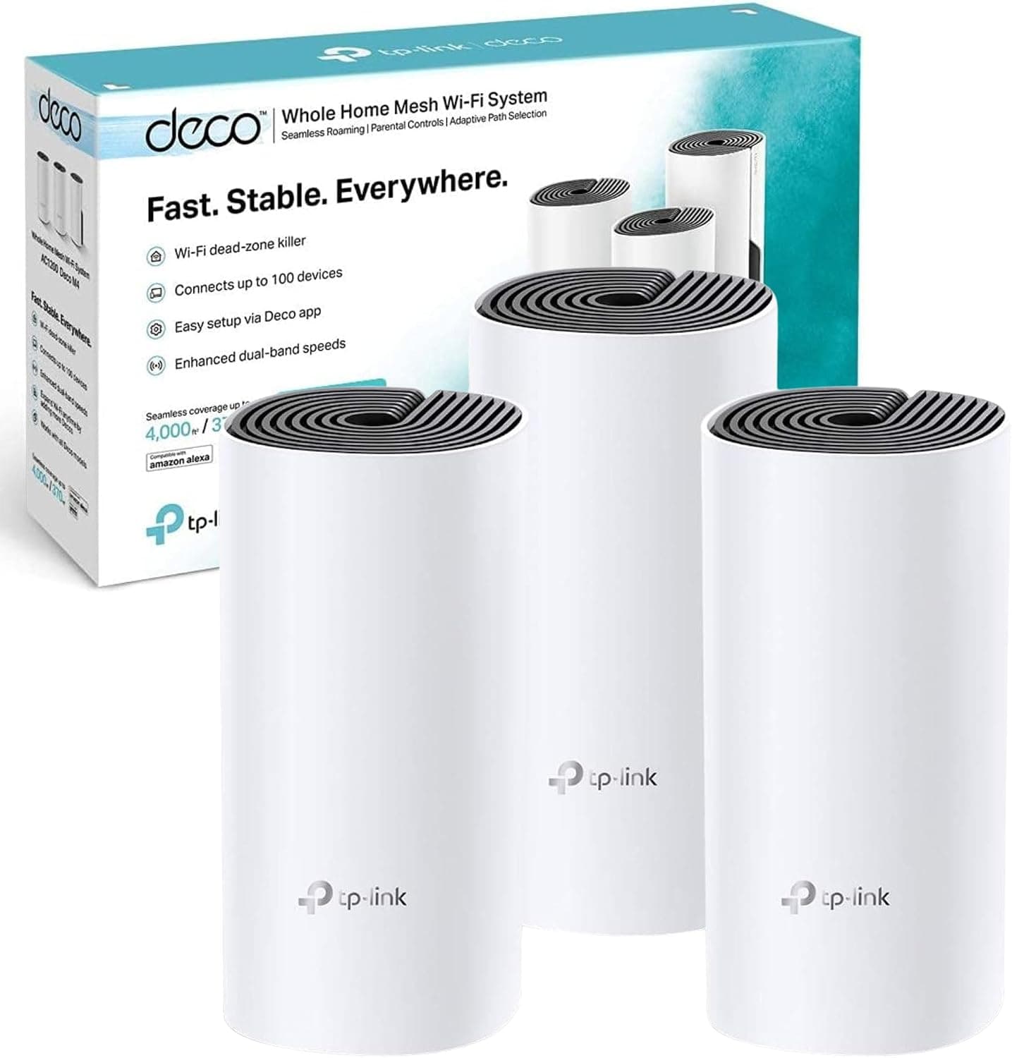 TP-Link Deco M4 Whole Home Mesh Wi-Fi System, Up to 4000 sq ft Coverage, Qualcomm CPU,… product image