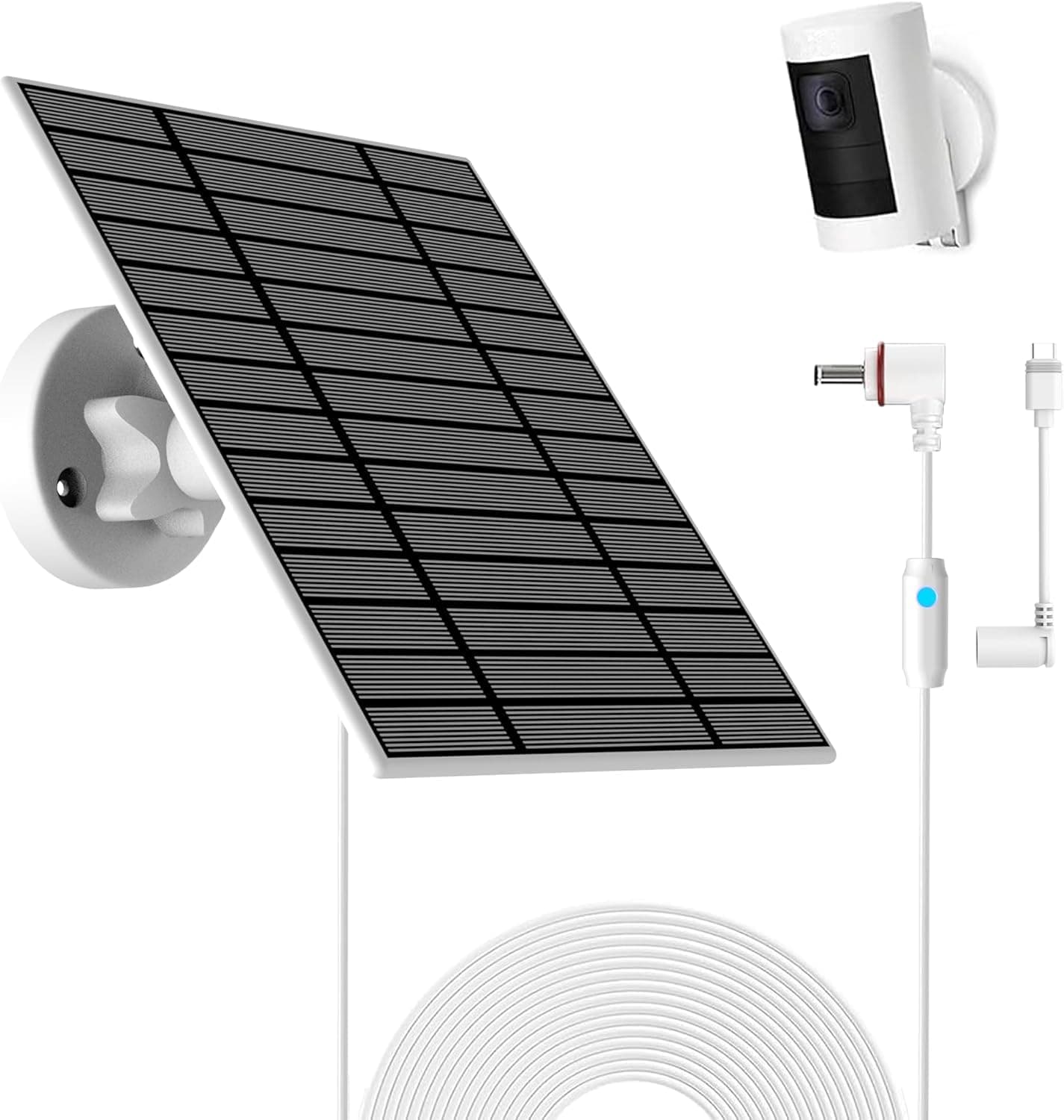 6W Solar Panel Compatible with Ring Spotlight Cam Plus/Pro and Stick Up Cam Battery, Solar Power Charger for Ring Cam with Indicator Light,13ft Cable IP66 Solar Panel USB-C and DC3.5mm Ports product image