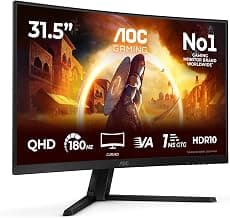 AOC CQ32G4VE 32 Inch Curved, WQHD Gaming Monitor, 180Hz, Fast VA Panel, 1ms GtG, HDR10,… product image