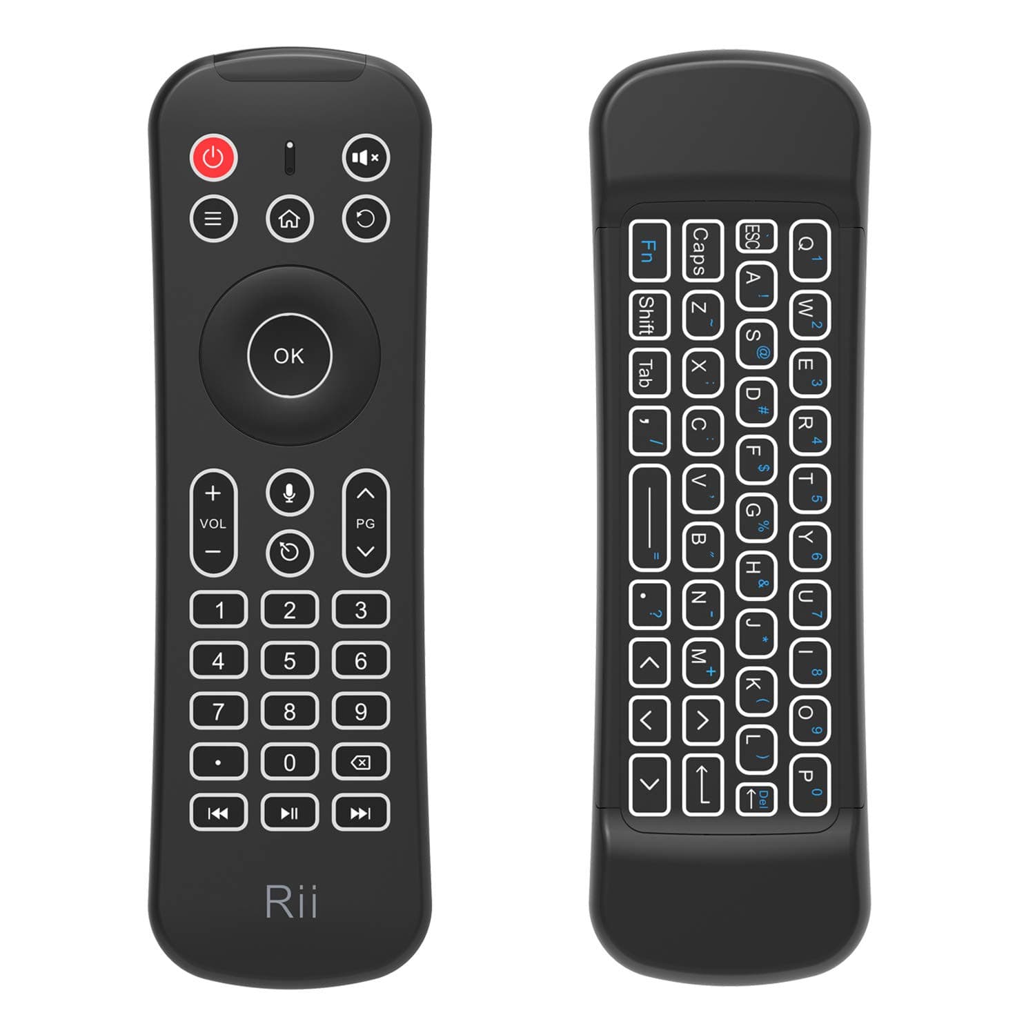 Rii MX6 2.4G Hintergrundbeleuchtung Air Mouse+Wireless Keyboard+6Achsen Somatosensory Fernbedienung +Microphone+IR Lernen Tasten 5 in1 für Mini PCs/Smart TV/Android TV Box/Raspberry Pi(US Layout) product image