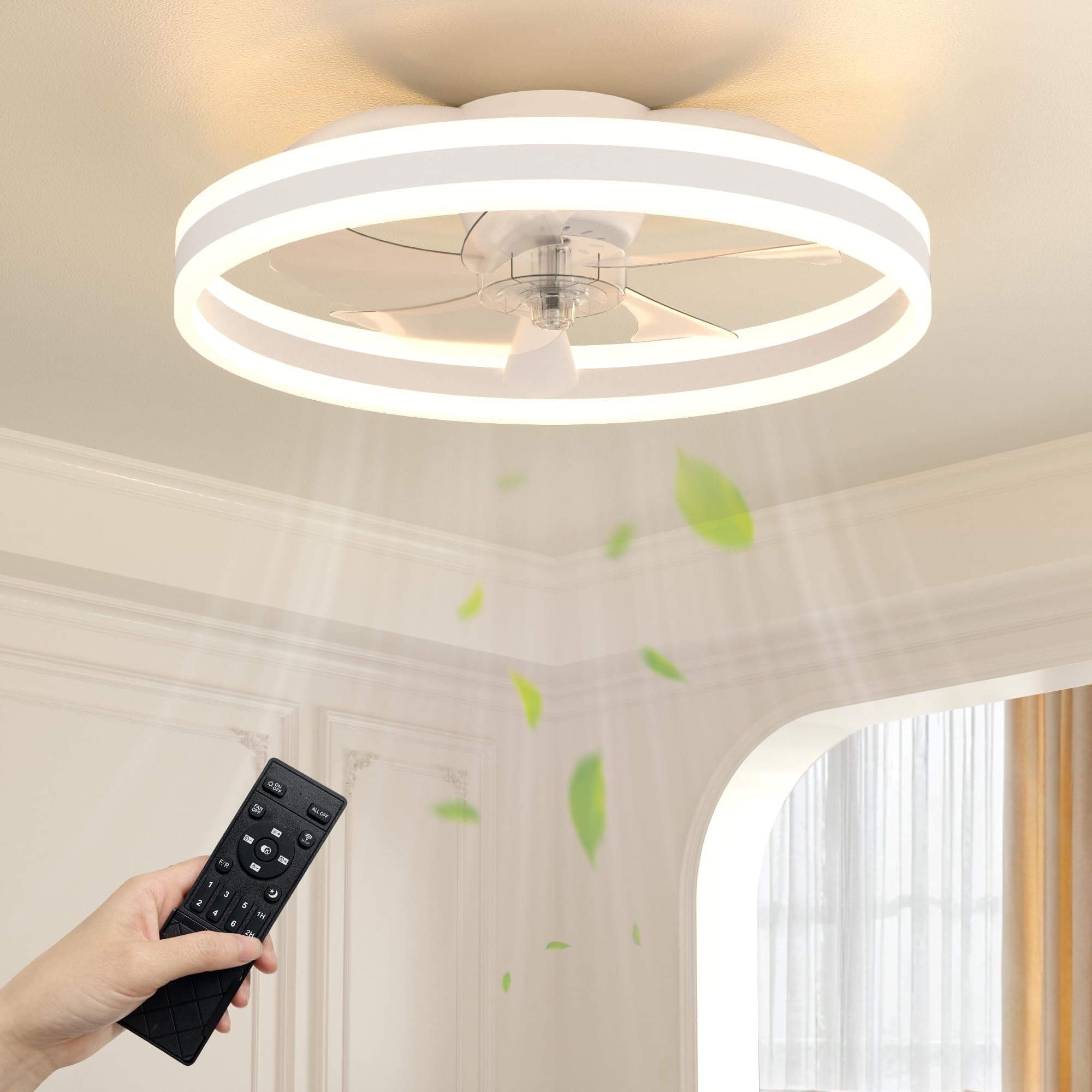 NIORSUN 50cm Ceiling Fans with Lights and Remote, 6 Speeds and 3000K-6500K Dimmable Quiet… product image
