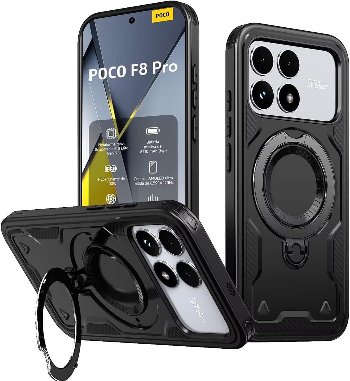 Case for Xiaomi POCO F8 Pro/POCO F8 Pro 5G, Rugged Phone Case with Kickstand and Ring Holder -… product image