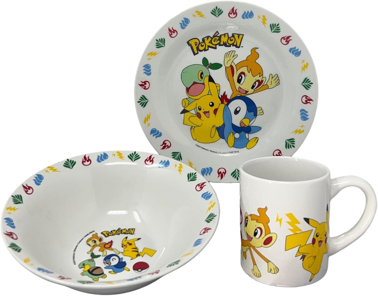 Pikachu Pokemon Ceramic Cup Bowl Dish Tableware Set for Kids Tableware Set 3 Pieces in a Package product image