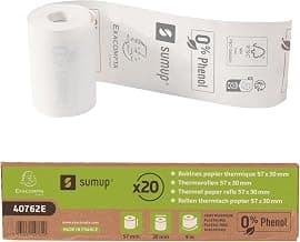 SumUp - Ref. 40762E - Box of 20 Thermal Rolls for Credit Card 57x30mm, 1 Thermal ply 55g/m²… product image