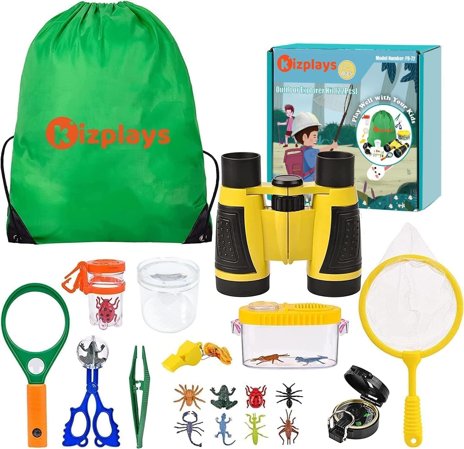 Kizplays Set Explorer Outdoor Toys, Binoculars for Kids Set Explorer Adventurer for Kids 22… product image
