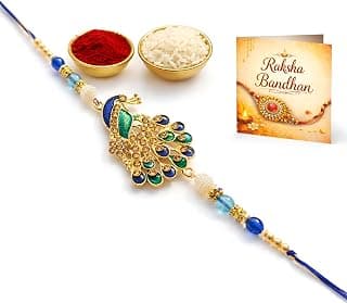 zig zag Rakhi for Brother (Pack of 1) with Card & Roli Chawal | Designer Rakhi Combo Pack |… product image