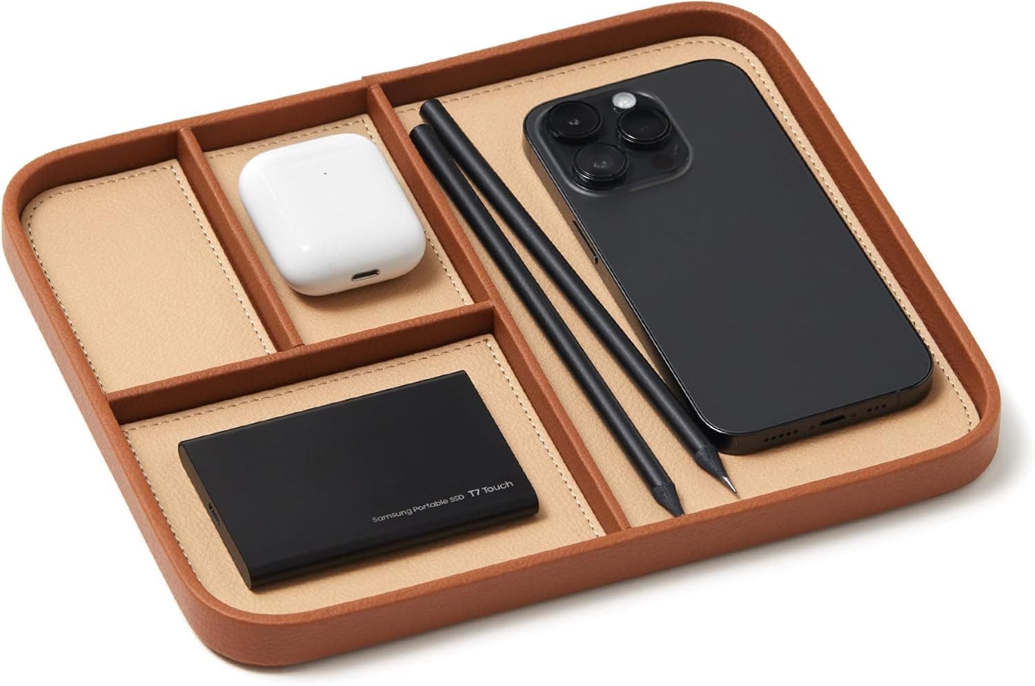 Nordik - Bandeja Valet de Cuero, Color Negro Guijarro, de Cuero Vegano de Primera Calidad,… product image