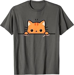Cute Orange Kitty Cat Peeking Over at You Ginger Cat Lover T-Shirt product image