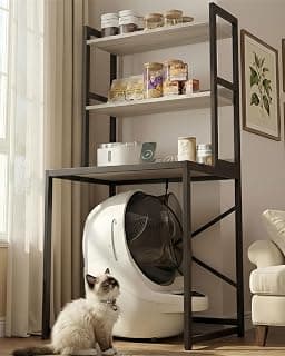 Heybly Litter Box Enclosure, Wooden Cat Litter Storage Shelf Furniture for Self-Cleaning Robot… product image