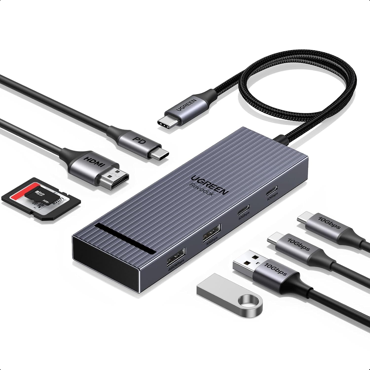 UGREEN USB C Hub, 8-in-1 4K@60Hz HDMI to USB-C Adapter, 170MB/s microSD SD Card Reader, 3x… product image