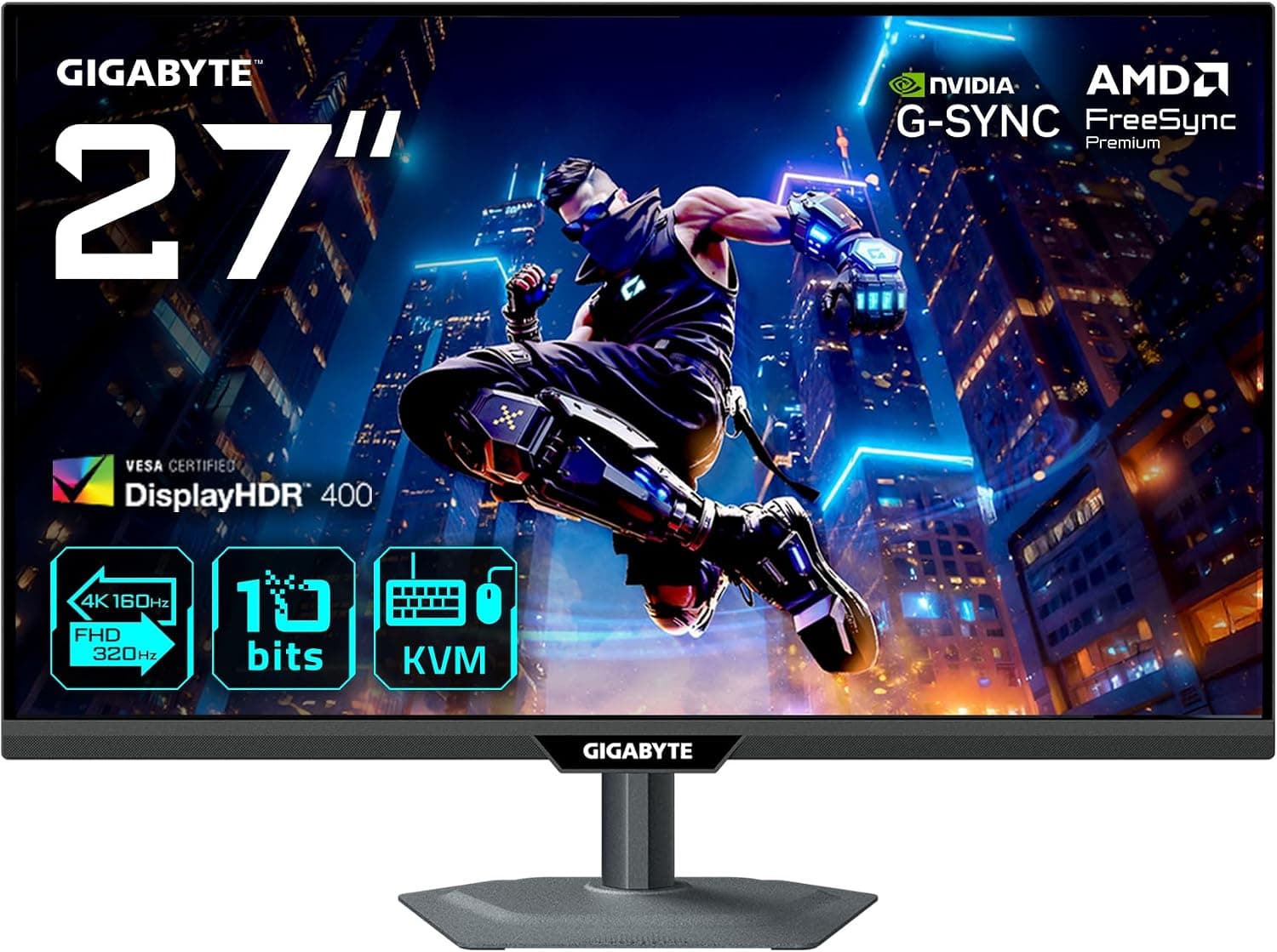 Gigabyte M27UP 27” 4K UHD Gaming Monitor - Dual Mode (4K 160Hz or FHD 320Hz), 3840 x 2160,… product image