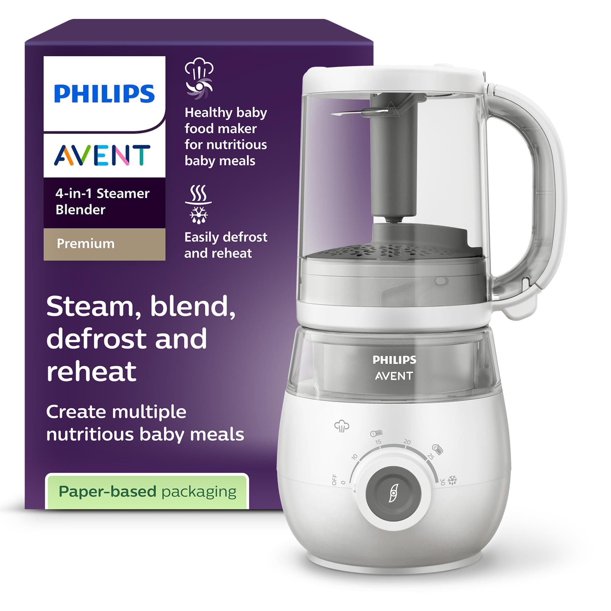Philips Avent Premium 4-in-1 Steamer Blender, Baby Food Maker, Steam, Blend, Defrost, Reheat,… product image