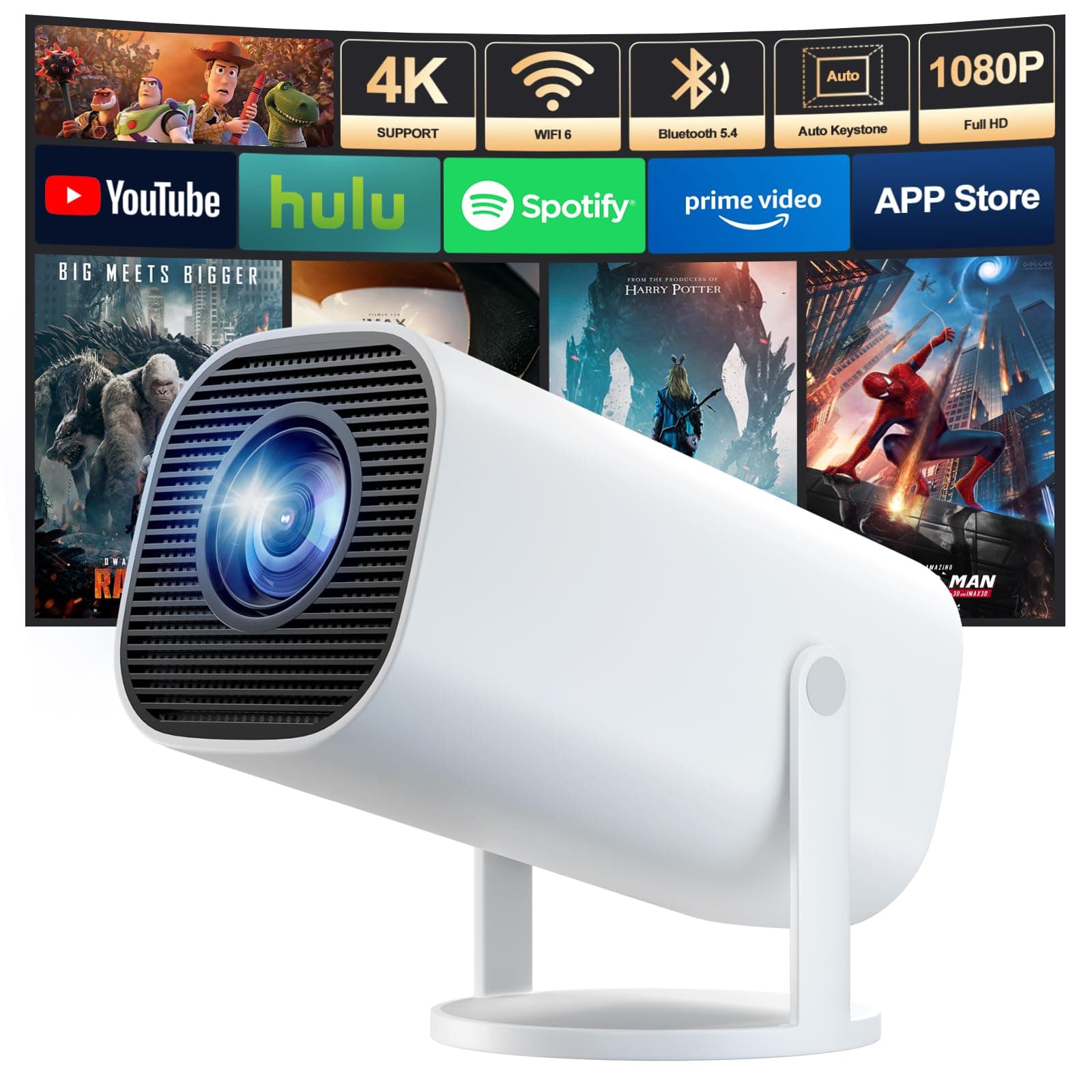 Mini Beamer 4K/1080P Unterstützt, Beamer Outdoor, Tragbarer Projektor product image