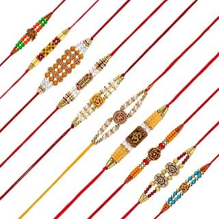 Set of 10 Designer Rakhi for Brother | Handmade Traditional Raksha Bandhan Rakhi Combo Pack |… product image