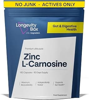 Zinc L-Carnosine Supplement - 75mg x 180 Capsules of Maximum Bioavailable Zinc L-Carnosine 2… product image