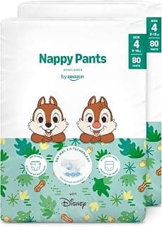 Disney Nappy Pants, Size 4 (9-15 kg), 160 Count (2 Packs of 80), White - Monthly Pack… product image