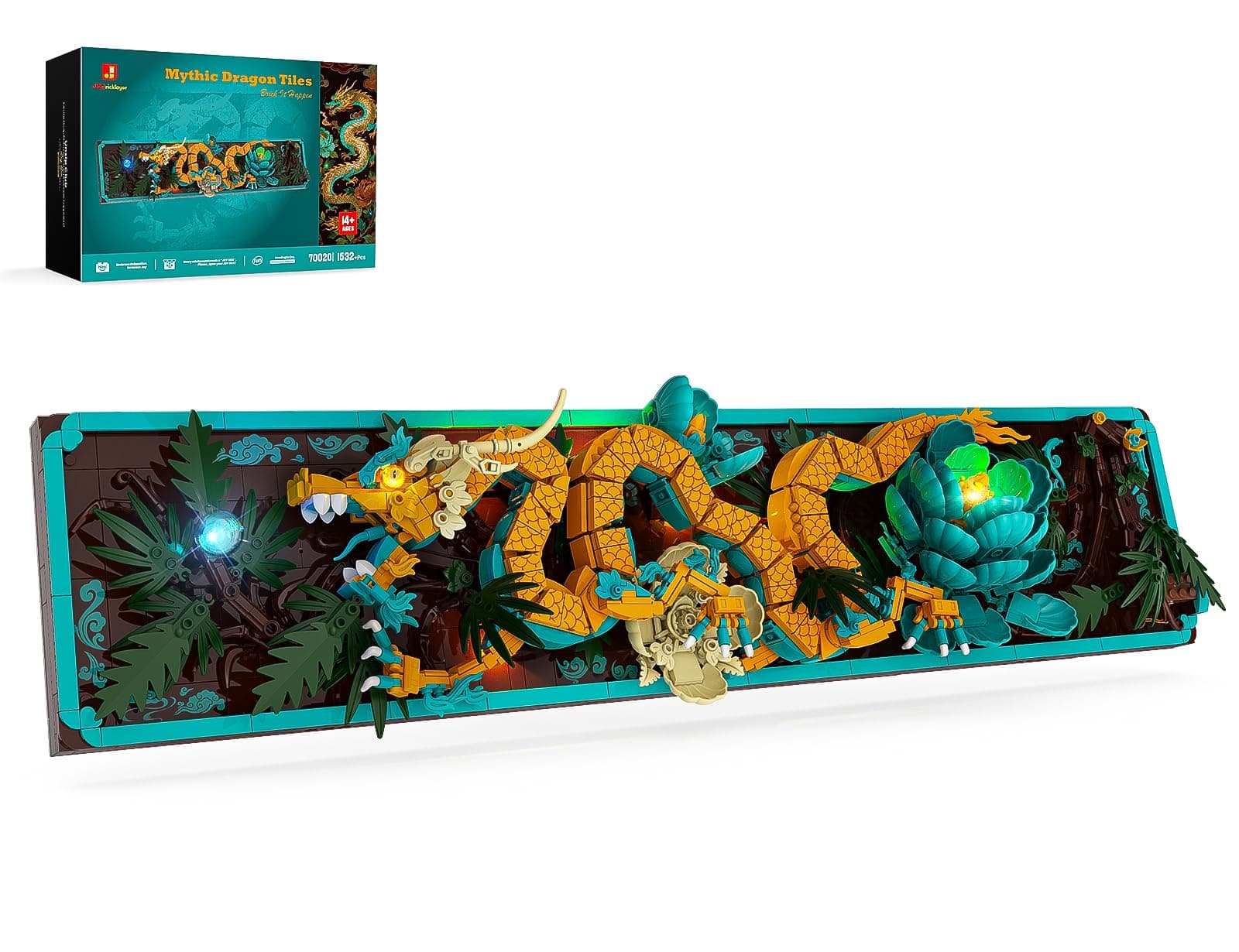 JMBricklayer Mythic Dragon Tiles Building Sets with LED Lights for Adults 70020, Wall Decor… product image