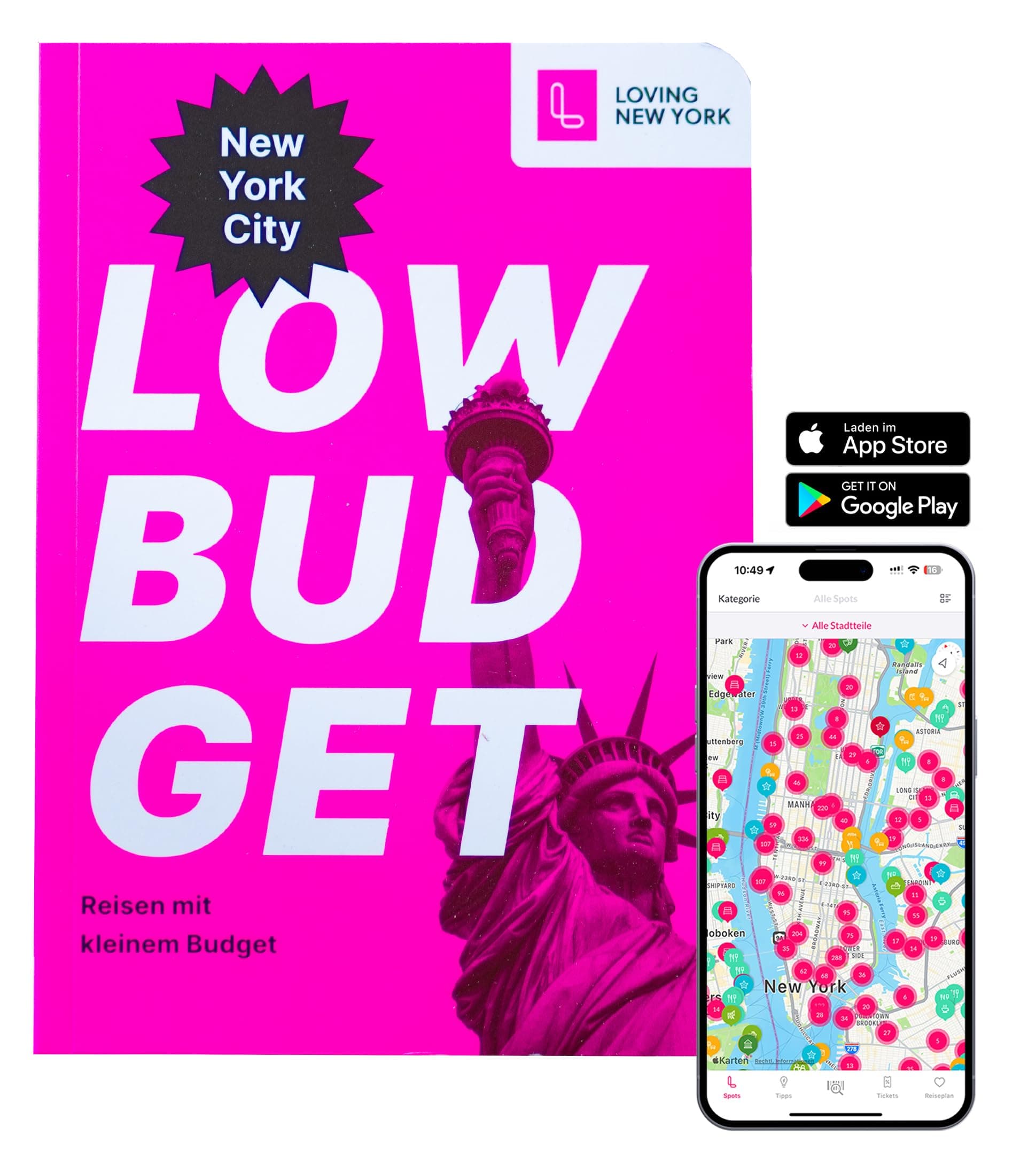 Reiseführer New York LOW BUDGET: New York muss nicht teuer sein • Geheimtipps • Kostenlose App product image