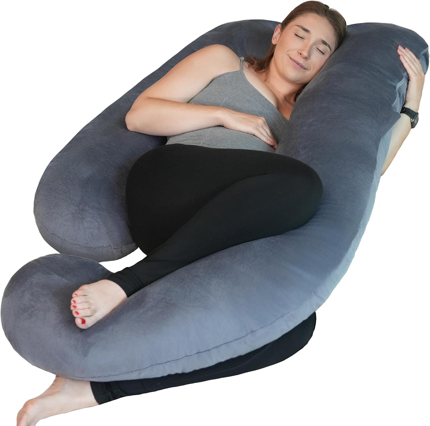 Extra Large J Shaped Side Positioning Pillow with Cover Nursing Pillow Positioning Pillow for… product image