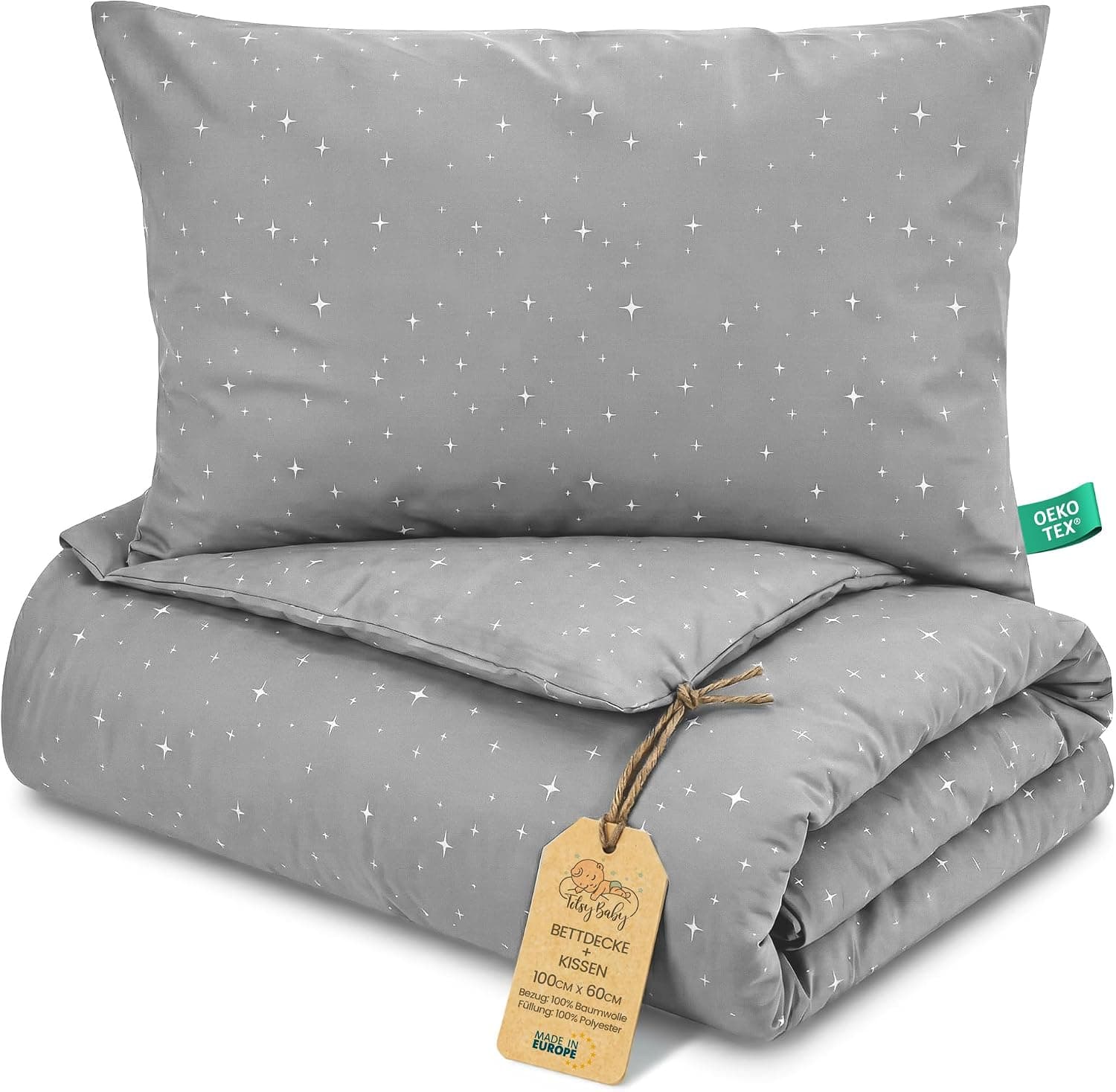 Baby Duvet without Cover Set 23.6 x 100 cm + 23.6 x 40 cm Cotton – Children's Blanket with… product image