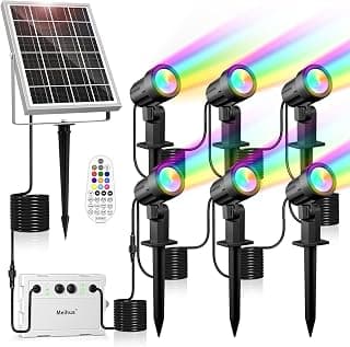 MEIHUA Solar RGB Garden Spotlights 6 in 1 Colour Changing LED Landscape Lights IP66 Waterproof… product image