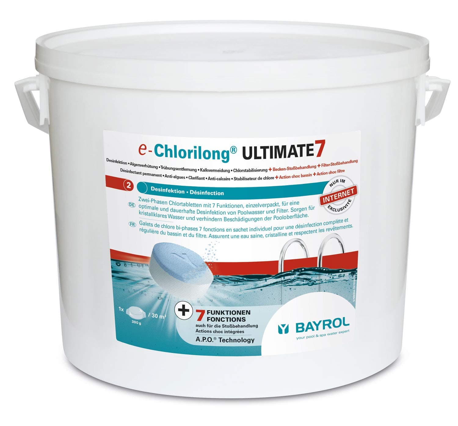 BAYROL e-Chlorilong® Ultimate 7-34 x 300 g (10,2 kg) - Chlortabletten für Pool 7 in 1 -… product image