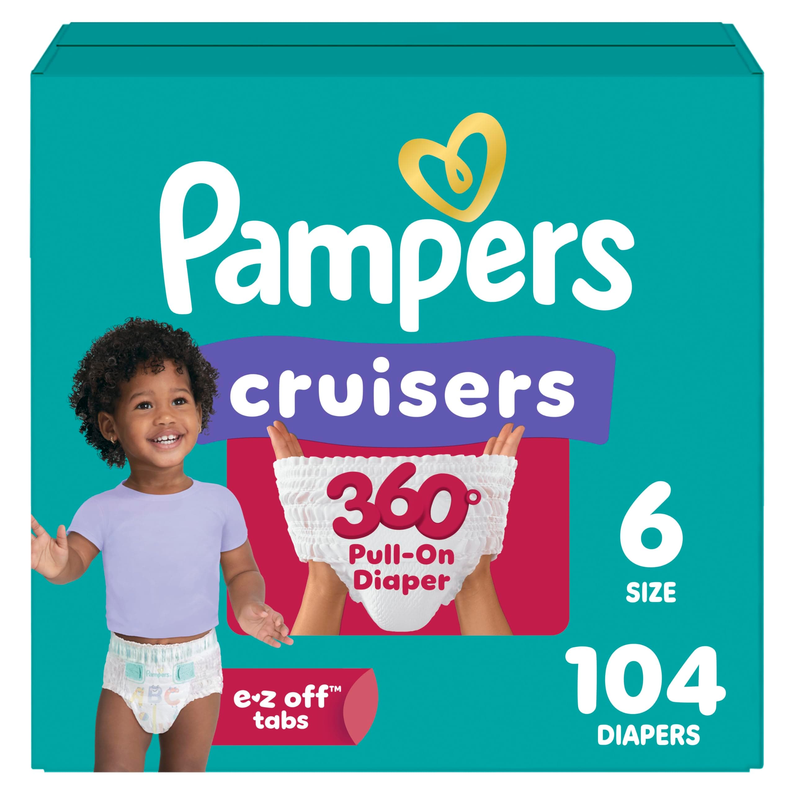 Pampers Pull On Cruisers 360° Fit Disposable Baby Diapers with Stretchy Waistband, Super Pack… product image