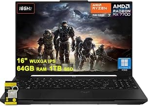 ASUS TUF Gaming A16 Laptop 16" WUXGA 165Hz 100% sRGB AMD 8-core Ryzen 7 7735HS 64GB DDR5 1TB… product image