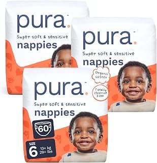 Nappy Size 6 (13kg+) 60 Count Sensitive Skin | 12 Hour Leak Protection, New Blowout Blocker™,… product image
