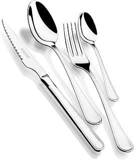 Braisogona M125974 Monix Manila 24 Pieces Stainless Steel Economic Steak Cutlery Set, Silver |… product image
