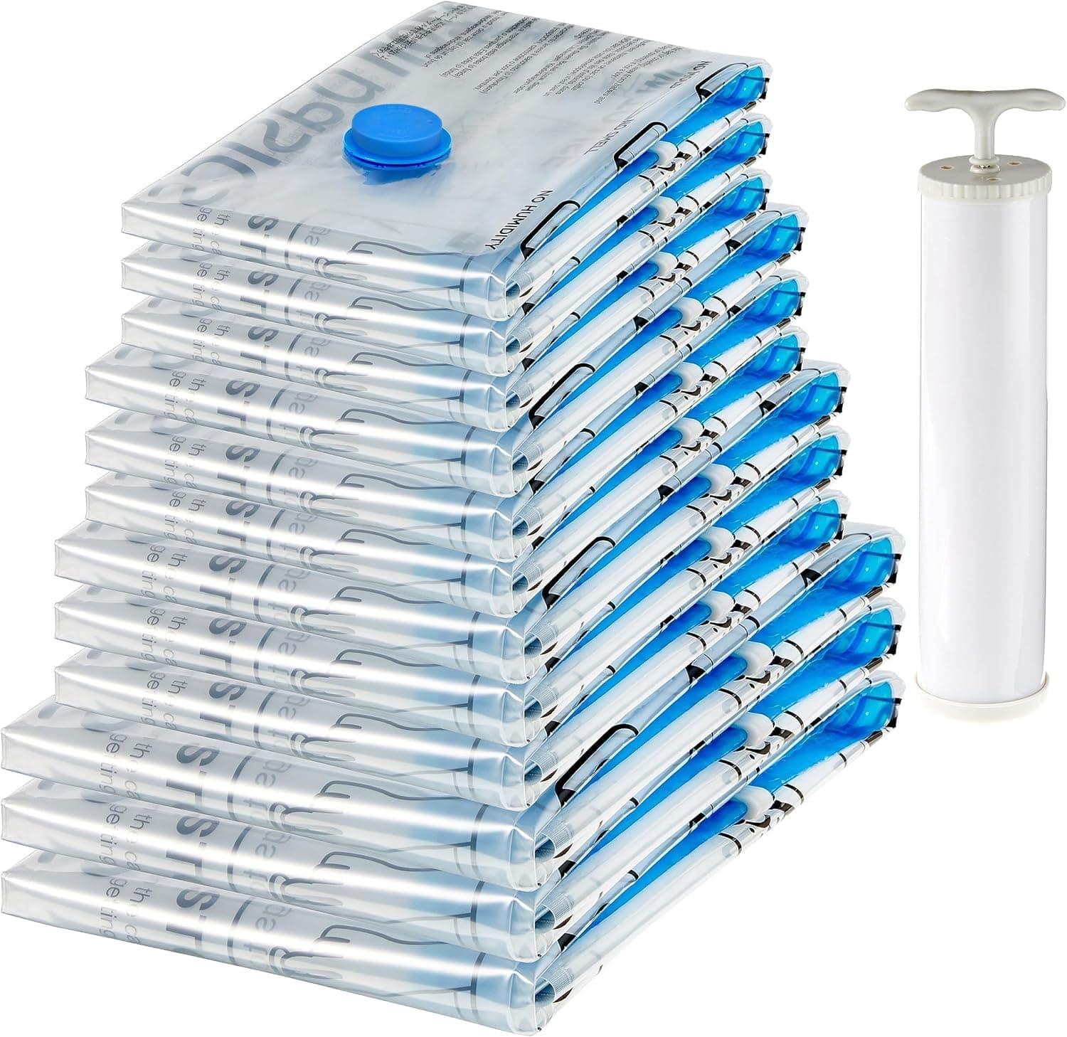Amazon Basics Vacuum Compression Zipper Storage Bags with Airtight Valve and Hand Pump, 3x… product image