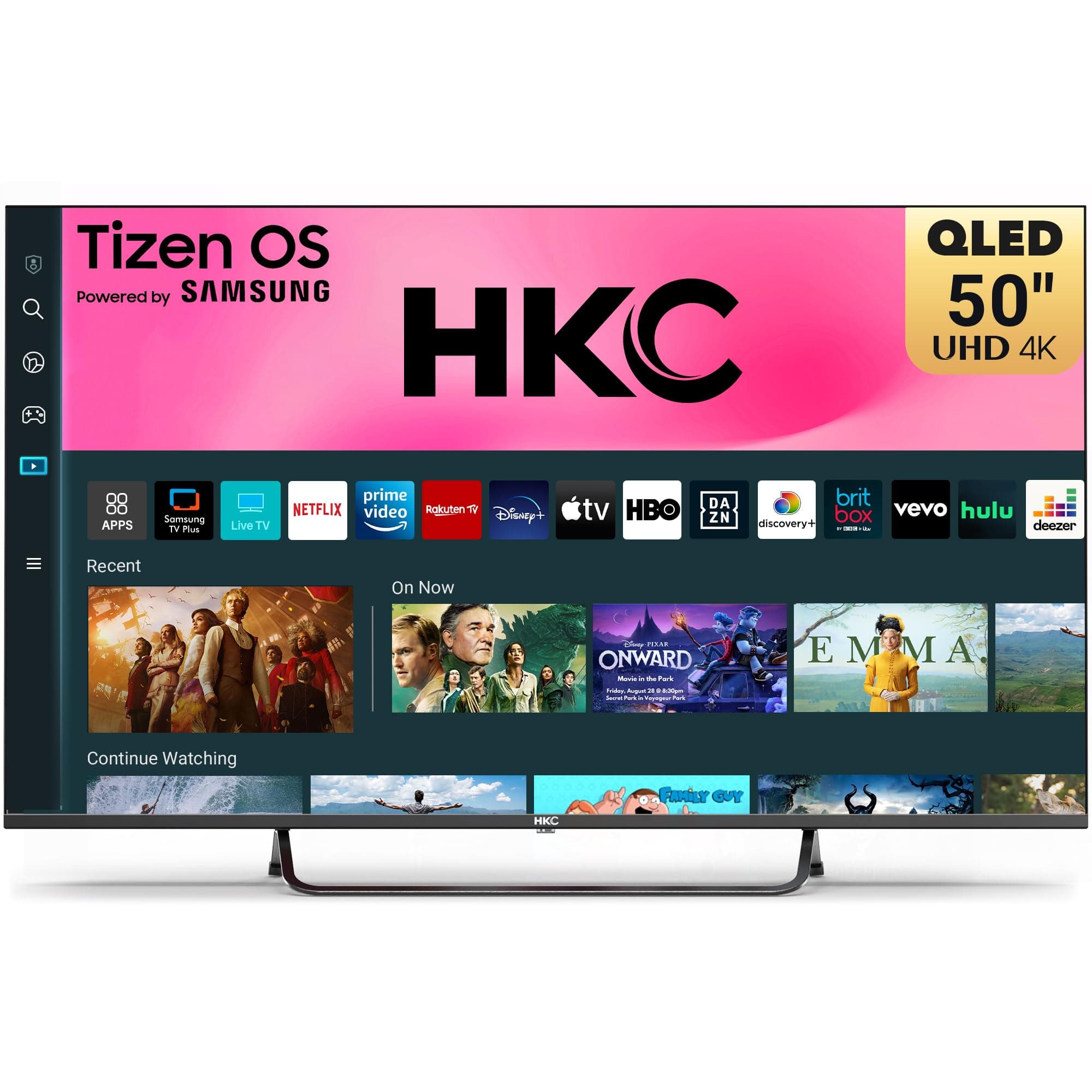 HKC 50 inch 4K QLED Smart TV, Tizen OS UHD Central Stand Design Television with AppleTV+… product image