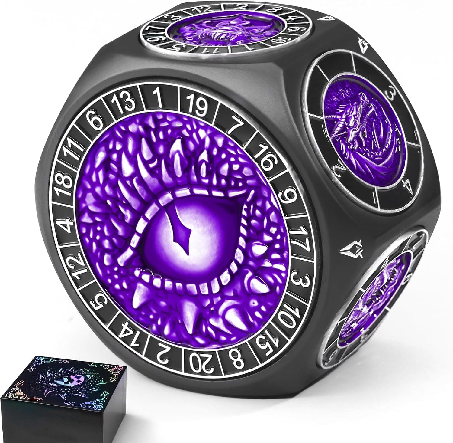 ZHOORQI DND Dice Set 8 in 1 Metal Dice Set with Two D20, 3D Monster and Easy Spin Mechanism -… product image