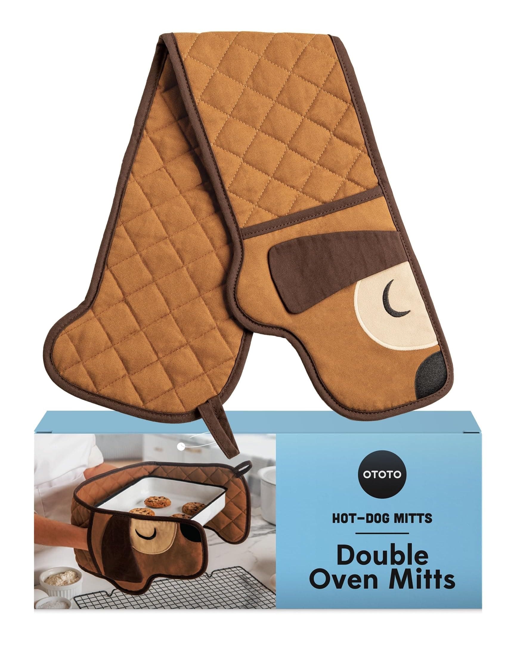 OTOTO Hot-Dog Oven Gloves - Cute, Funny, Dachshund Design, Double, Heat Resistant - Gifts for… product image